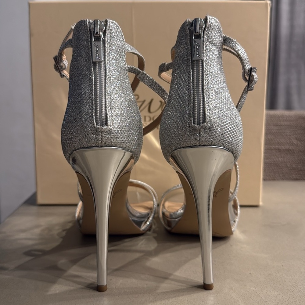 JEWEL BADGLEY MISCHKA | Galen Platform Glitter Evening Shoe in Silver - Picture 11 of 12